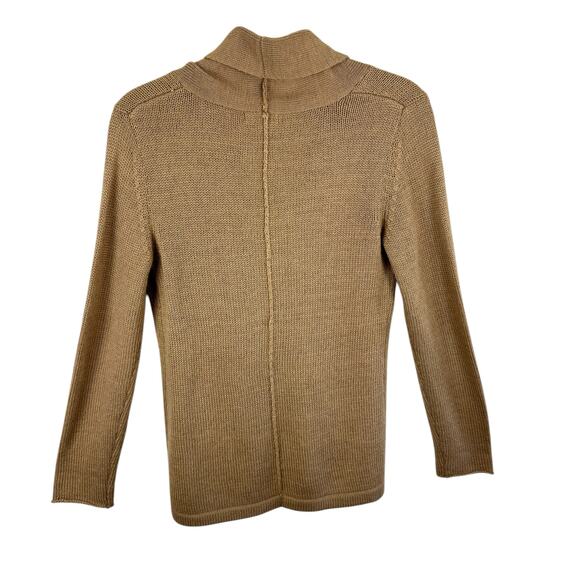M. Rena Tan Wool Alpaca Blend Shawl Collar Cardigan Sweater Women's Size M - Picture 2 of 5